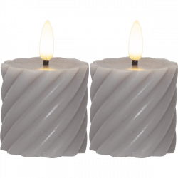 Blockljus LED Flamme Swirl Grå 2-P 7,5cm
